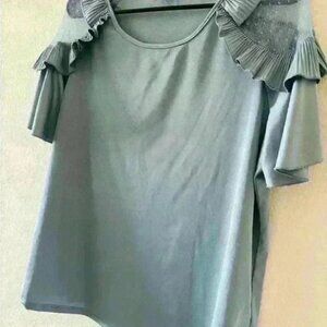 Milk & Honey light metallic blue blouse